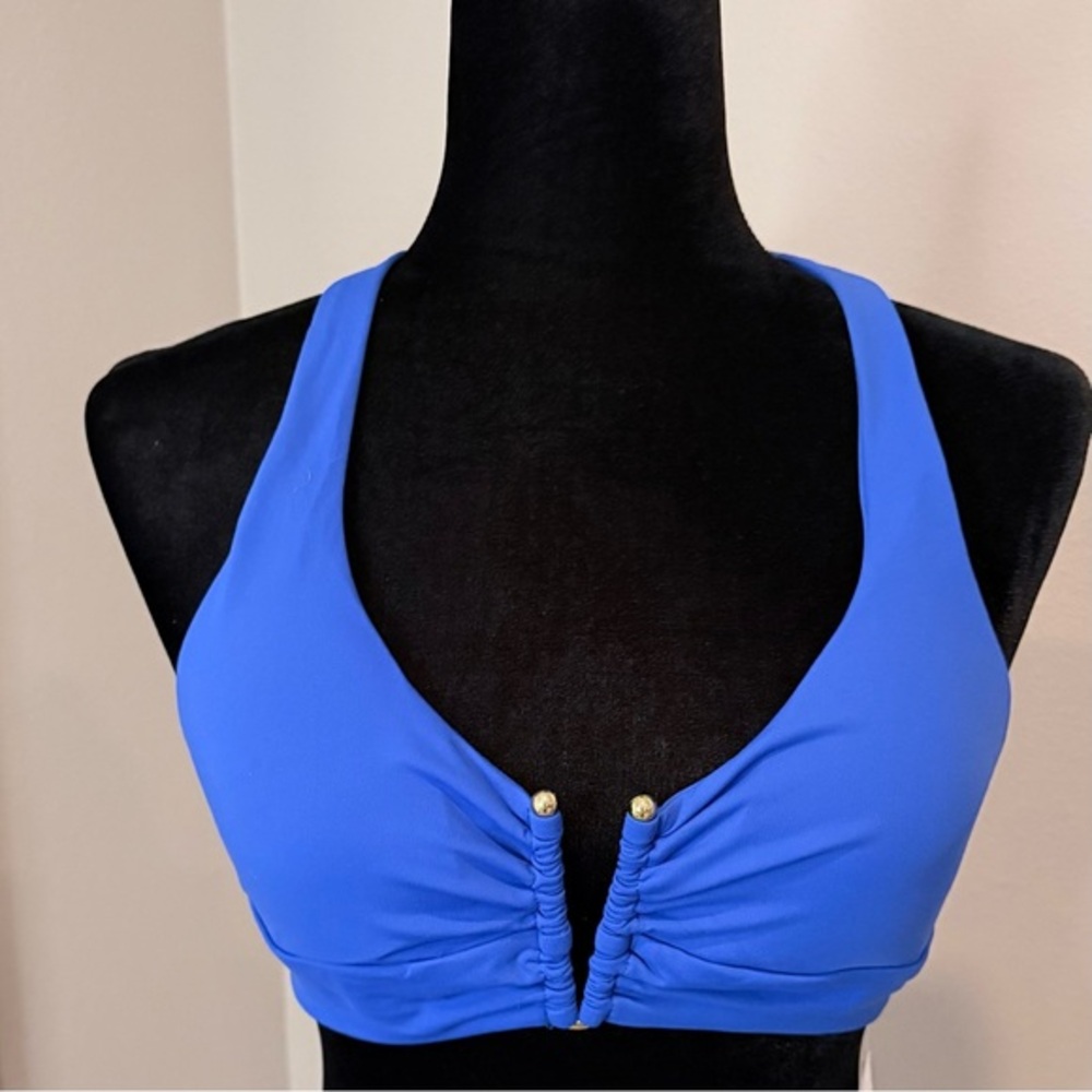 NWT Becca royal blue bikini top with tie back size medium